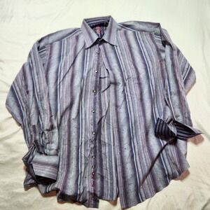 Robert Graham Mens 2XL Long Sleeve Button Up Dress Shirt Flip Cuffs
